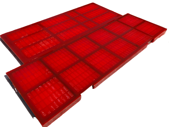 pair of red polyurethane dewatering vibrating screen panels
